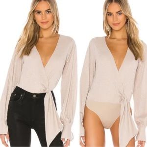 Lovers + Friends Cream Wrap Bodysuit